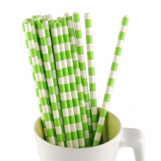 Paper Straws - green stripes x25